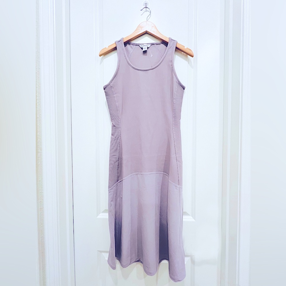 ATHLETA Midi Lavender Gray Fit & Flare Midi Dress